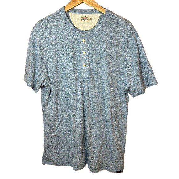 Faherty Other - Faherty‎ Shirt Mens Xl Blue 3-Button Henley Casual Short Sleeve Heather tshirt